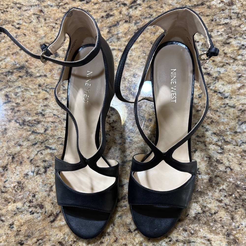Nine West Black Strappy Heels